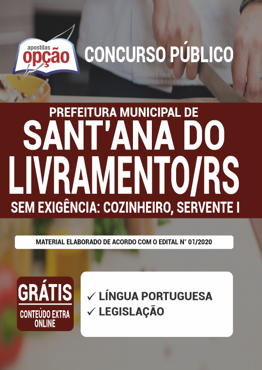 Apostila Prefeitura  Santana do Livramento - RS Cozinheiro e Servente I