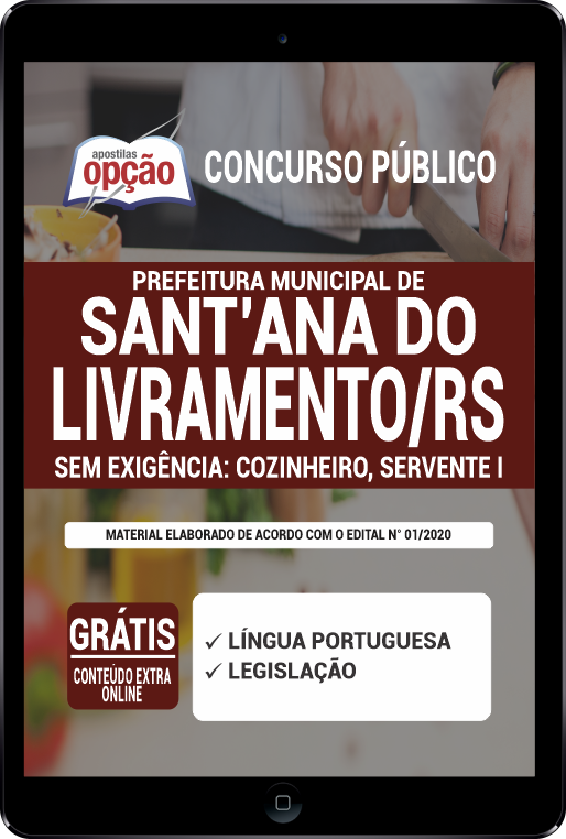 Apostila Prefeitura  Santana do Livramento RS PDF Cozinheiro e Servente I