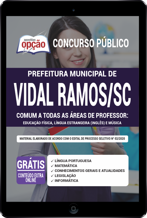 Apostila Prefeitura de Vidal Ramos - SC PDF Comum Professor