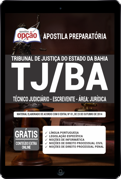 Apostila TJ-BA PDF - Téc Judiciário - Escrevente - Área: Judiciária 2021