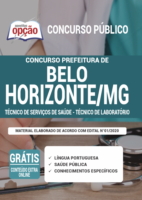 Apostila Prefeitura  Belo Horizonte MG 2021 Téc Serviços Saúde Téc de laboratorio