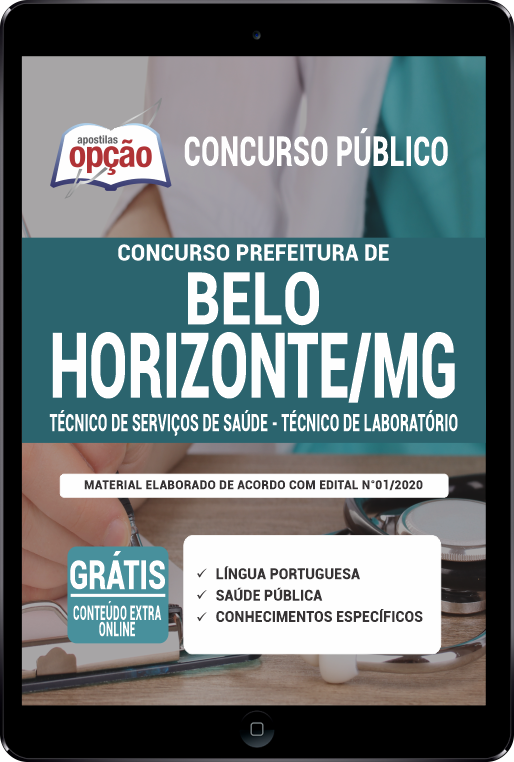 Apostila Prefeitura  Belo Horizonte MG PDF Téc Serviços Saúde Téc de laboratorio 2021