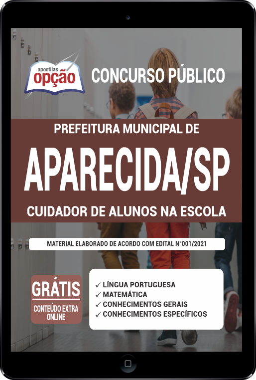 Apostila Prefeitura  Aparecida SP PDF Cuidador Alunos Escola 2021