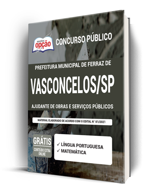 Apostila Prefeitura  Ferraz de Vasconcelos - SP 2021 - Ajudante de Obras