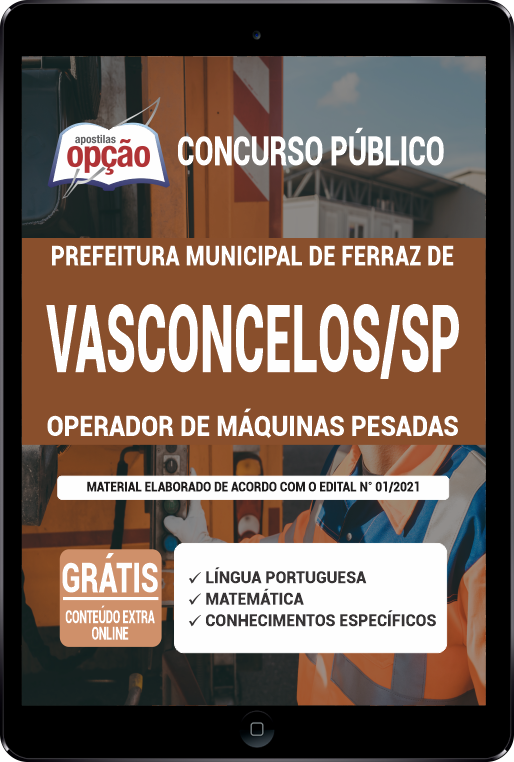 Apostila Prefeitura  Ferraz de Vasconcelos - SP PDF - Operador 2021