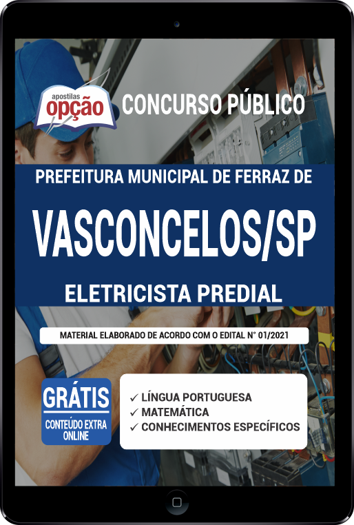 Apostila Prefeitura  Ferraz de Vasconcelos SP PDF - Eletricista Predial 2021