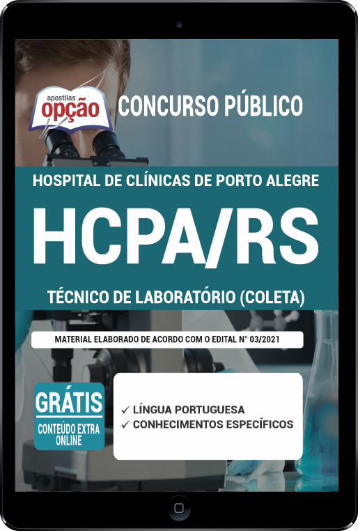 Apostila HCPA-RS PDF 2021 Técnico de Laboratório (Coleta)