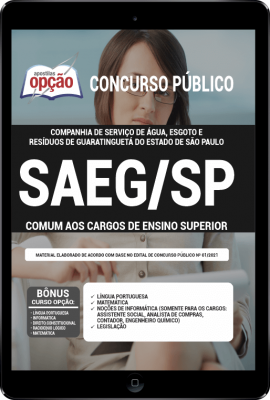 Apostila SAEG-SP em PDF - Comum aos Cargos de Ensino Superior