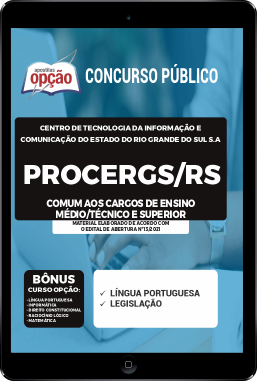 Apostila PROCERGS-RS PDF - Comum Ensino Médio/Técnico e Superior 2021