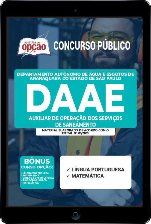 Apostila DAAE Araraquara-SP PDF - Auxiliar Op Serv Saneamento 2021