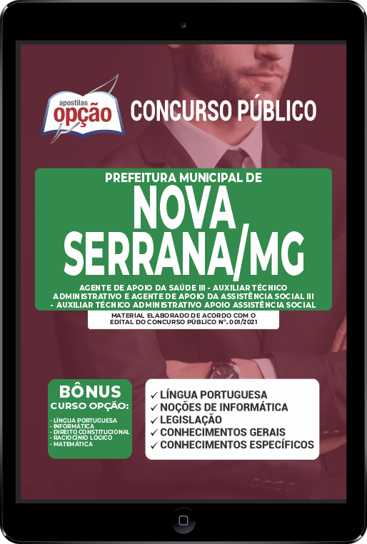 Apostila Prefeitura  Nova Serrana - MG PDF - Agente Apoio Da Saúde III 2021