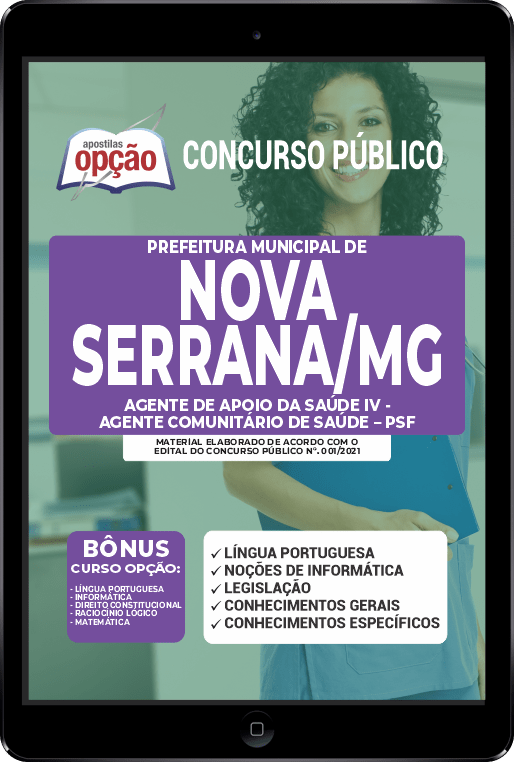 Apostila Prefeitura  Nova Serrana - MG PDF - Agente de Apoio da Saúde IV 2021