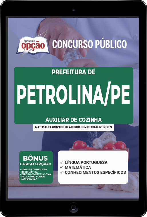 Apostila Prefeitura  Petrolina - PE PDF - Auxiliar de Cozinha 2021