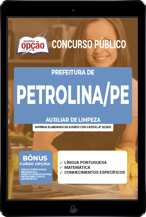 Apostila Prefeitura  Petrolina - PE PDF - Auxiliar de Limpeza 2021