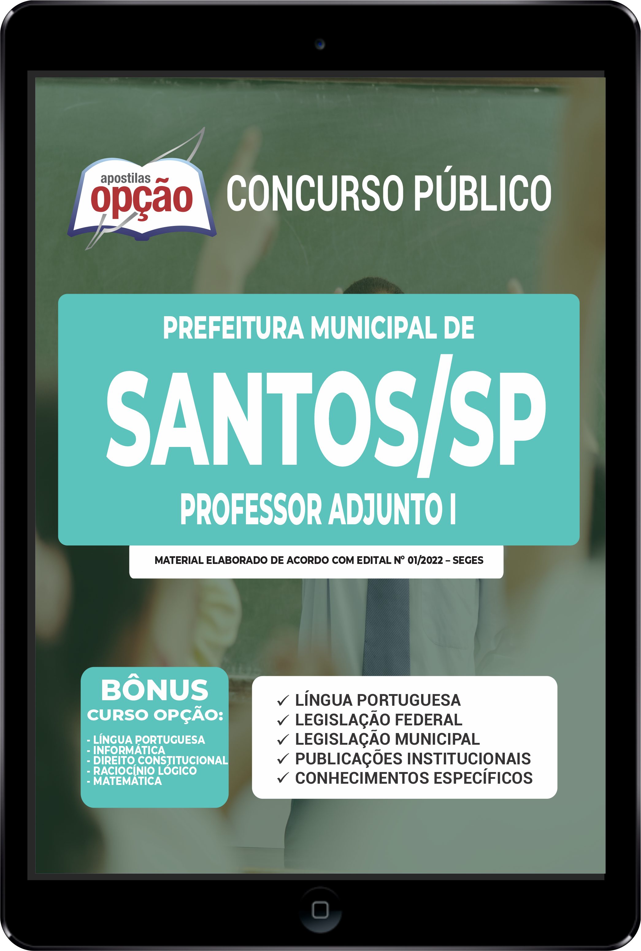 Apostila Prefeitura Santos - SP PDF - Professor Adjunto I 2022