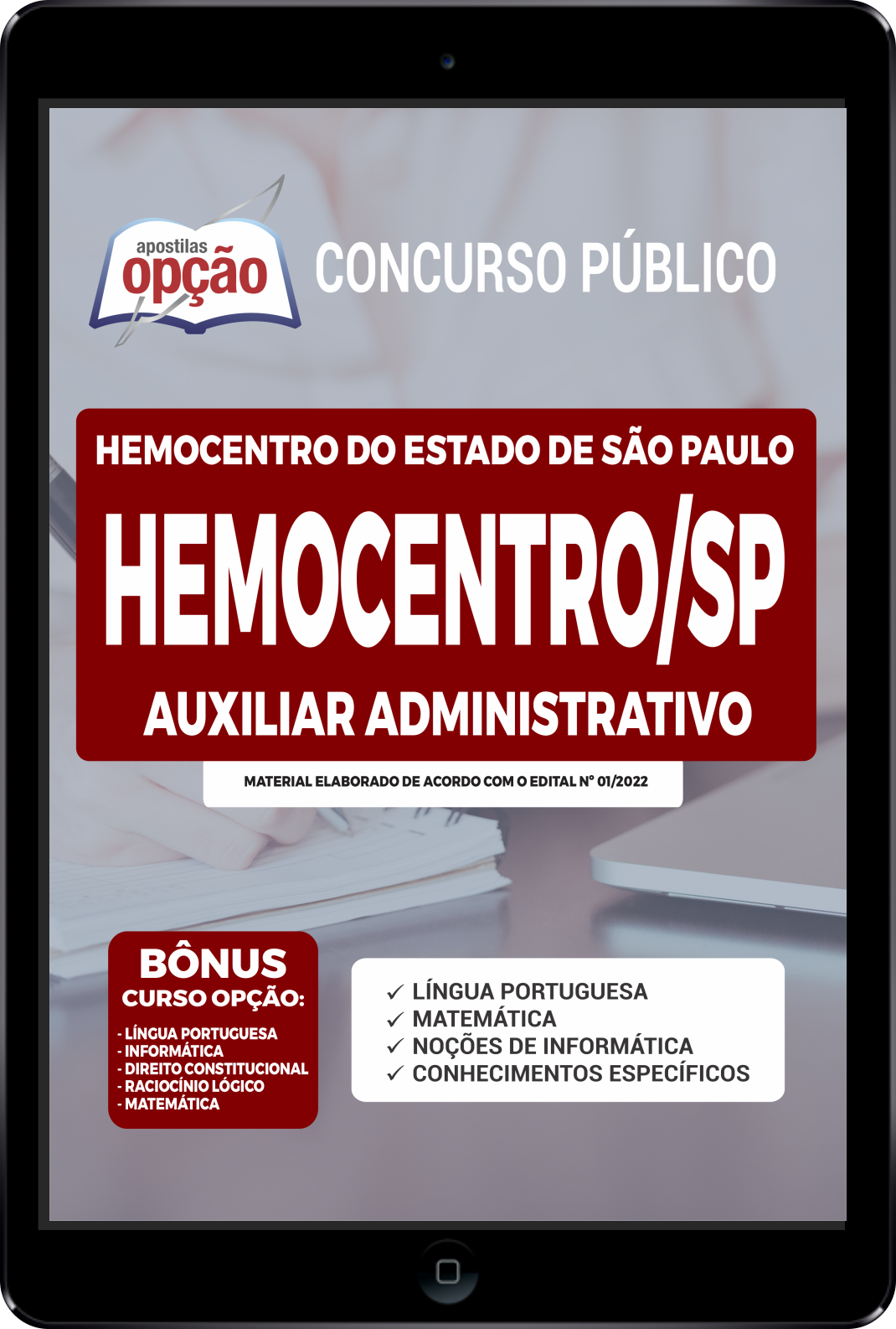 Apostila HEMOCENTRO-SP PDF - Auxiliar Administrativo 2022