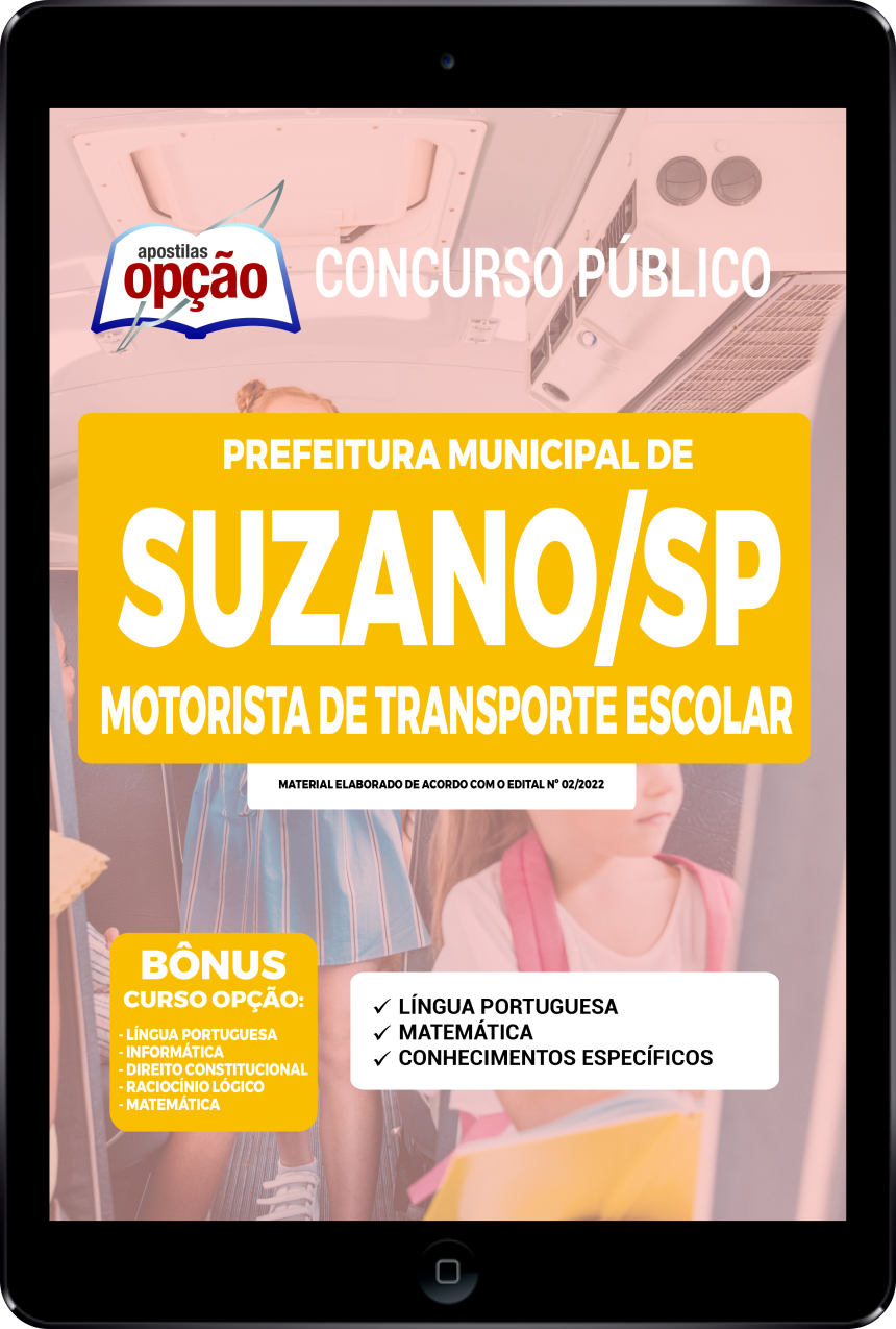 Apostila Prefeitura de Suzano SP PDF Motorista Transporte Escolar 2022