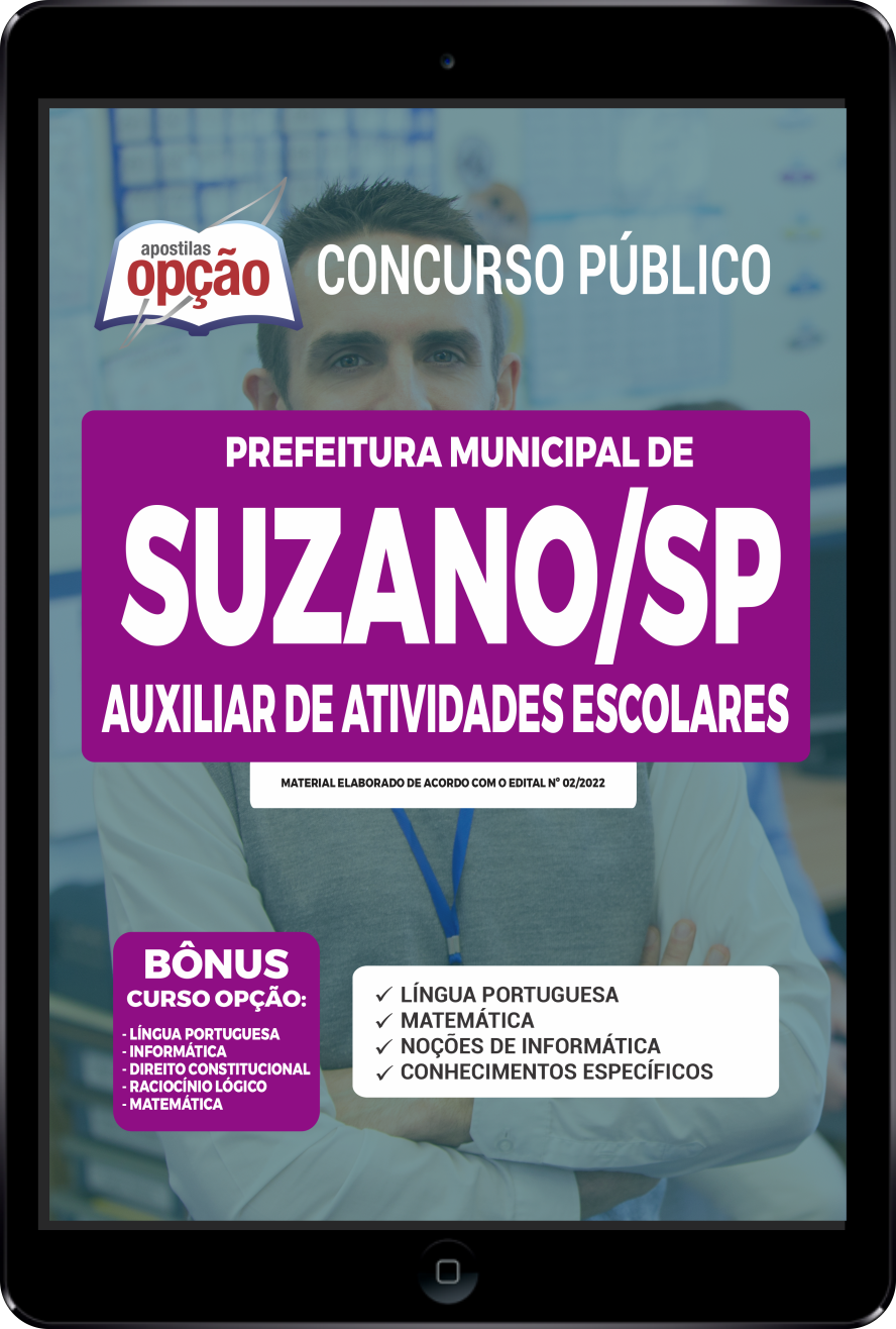 Apostila Prefeitura de Suzano SP PDF Aux de Atividades Escolares 2022