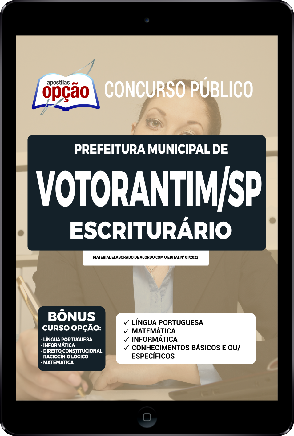 Apostila Prefeitura de Votorantim - SP PDF - Escriturário 2022