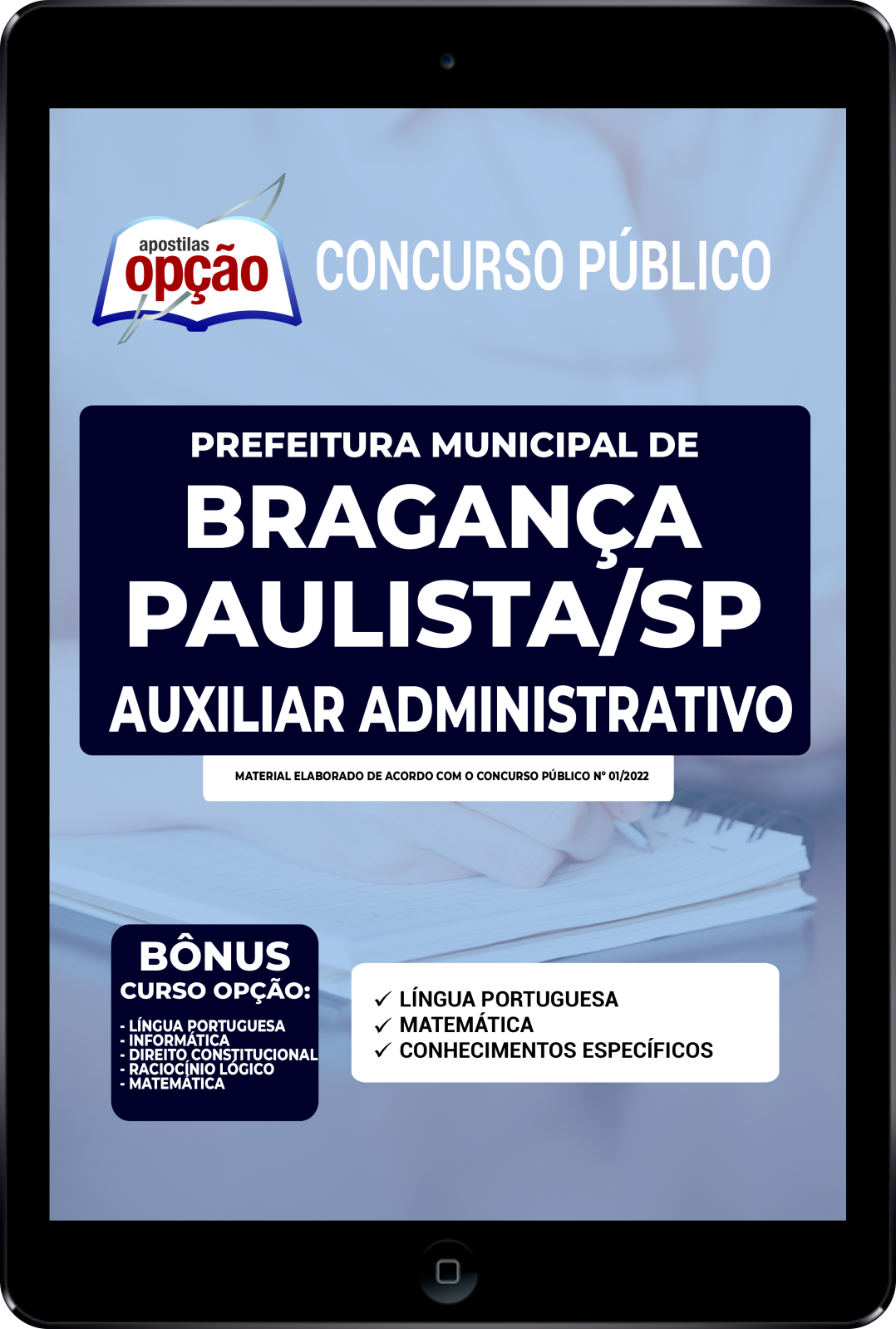 Apostila Prefeitura de Bragança Paulista SP PDF - Auxiliar Adm 2022