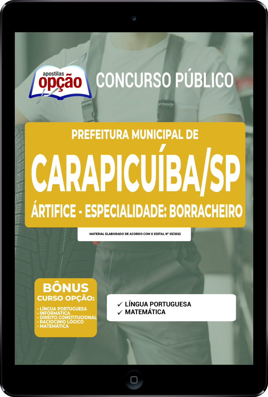 Apostila Prefeitura  Carapicuíba SP PDF Artífice Especialidade: Borracheiro 2022