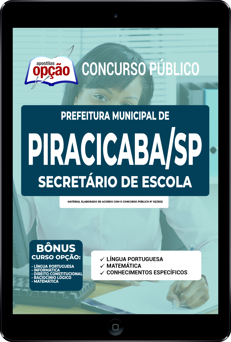 Apostila Prefeitura  Piracicaba SP PDF Secretário de Escola 2022