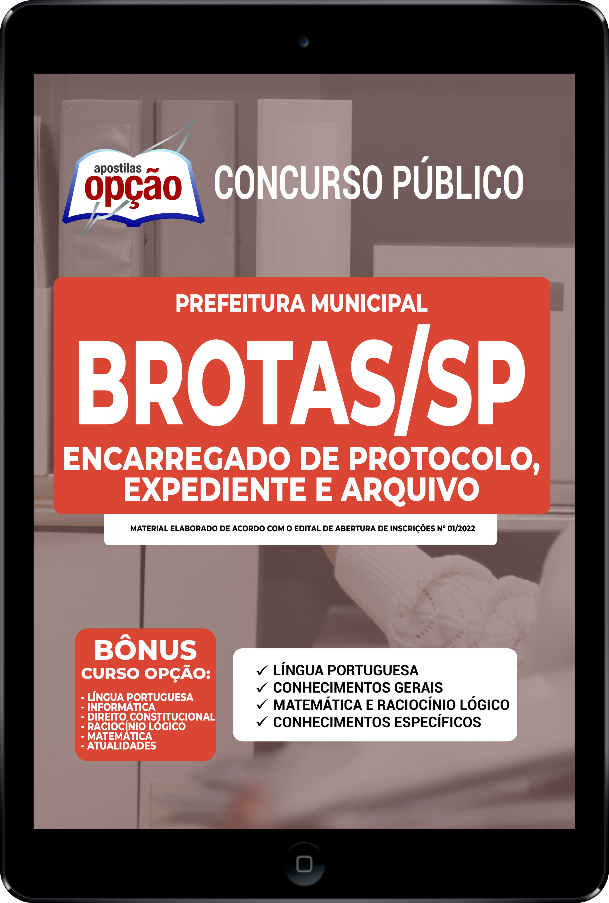 Apostila Prefeitura  Brotas SP PDF Encarregado de Protocolo e Expediente 2022