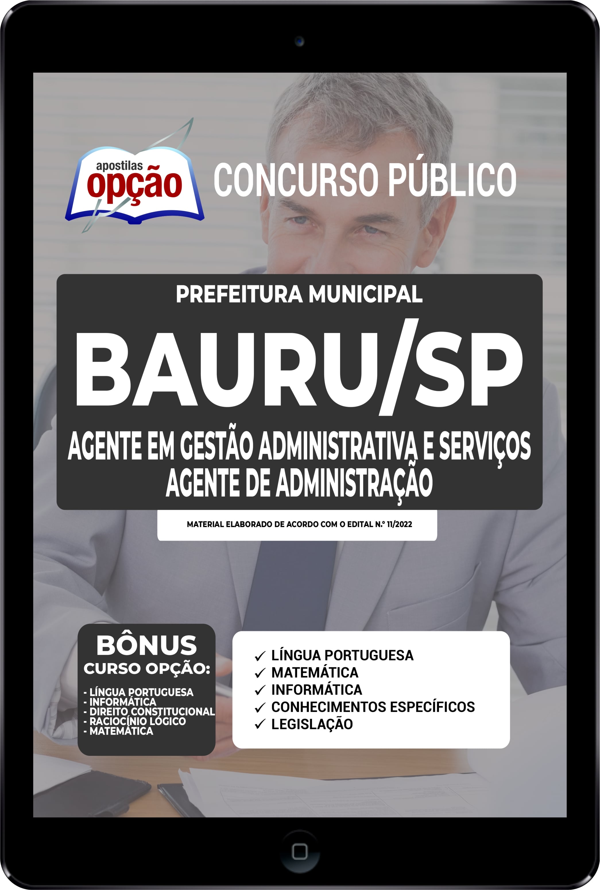 Apostila Prefeitura de Bauru - SP PDF - Agente de Administração 2022