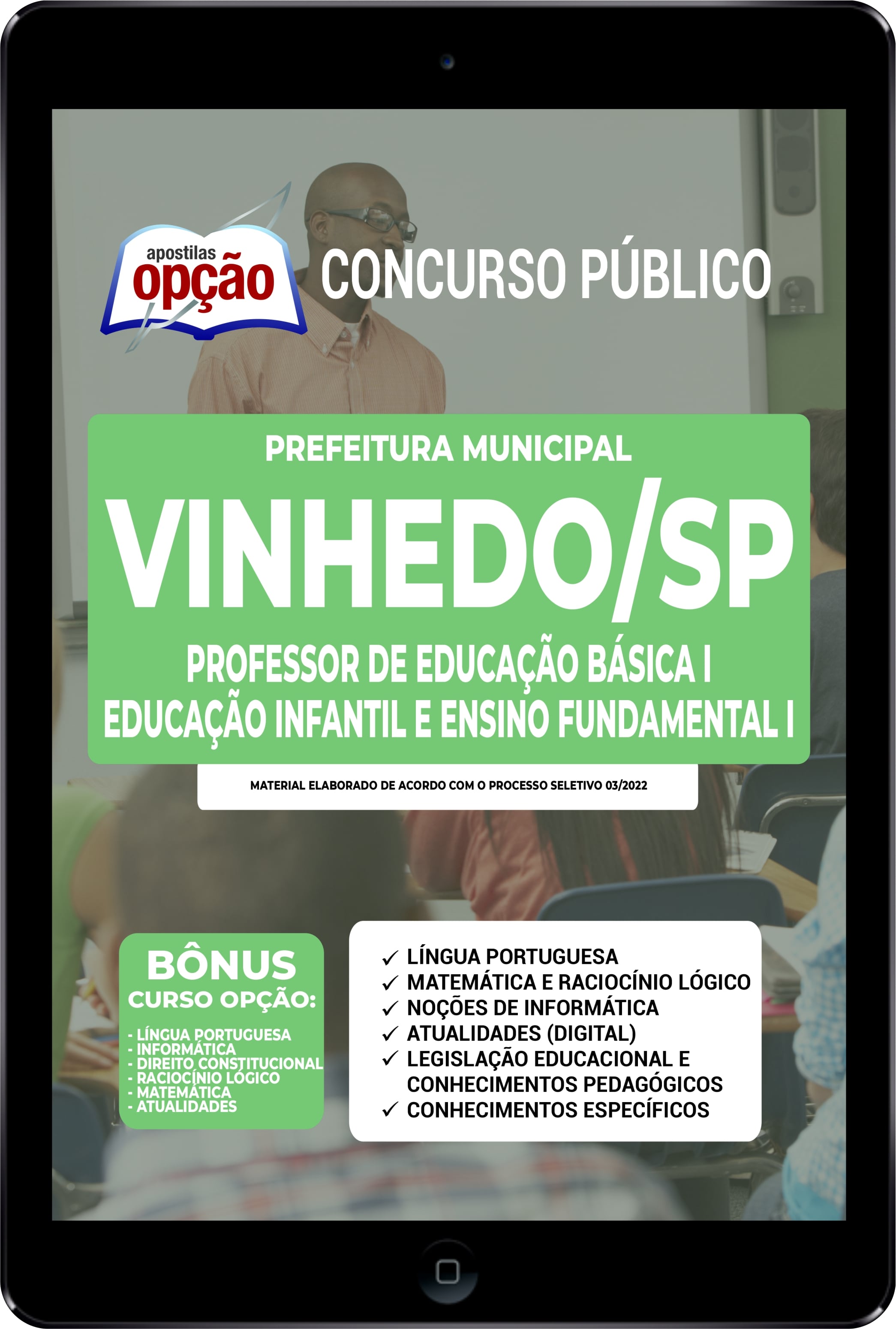 Apostila Prefeitura de Vinhedo - SP PDF - PEB I 2022