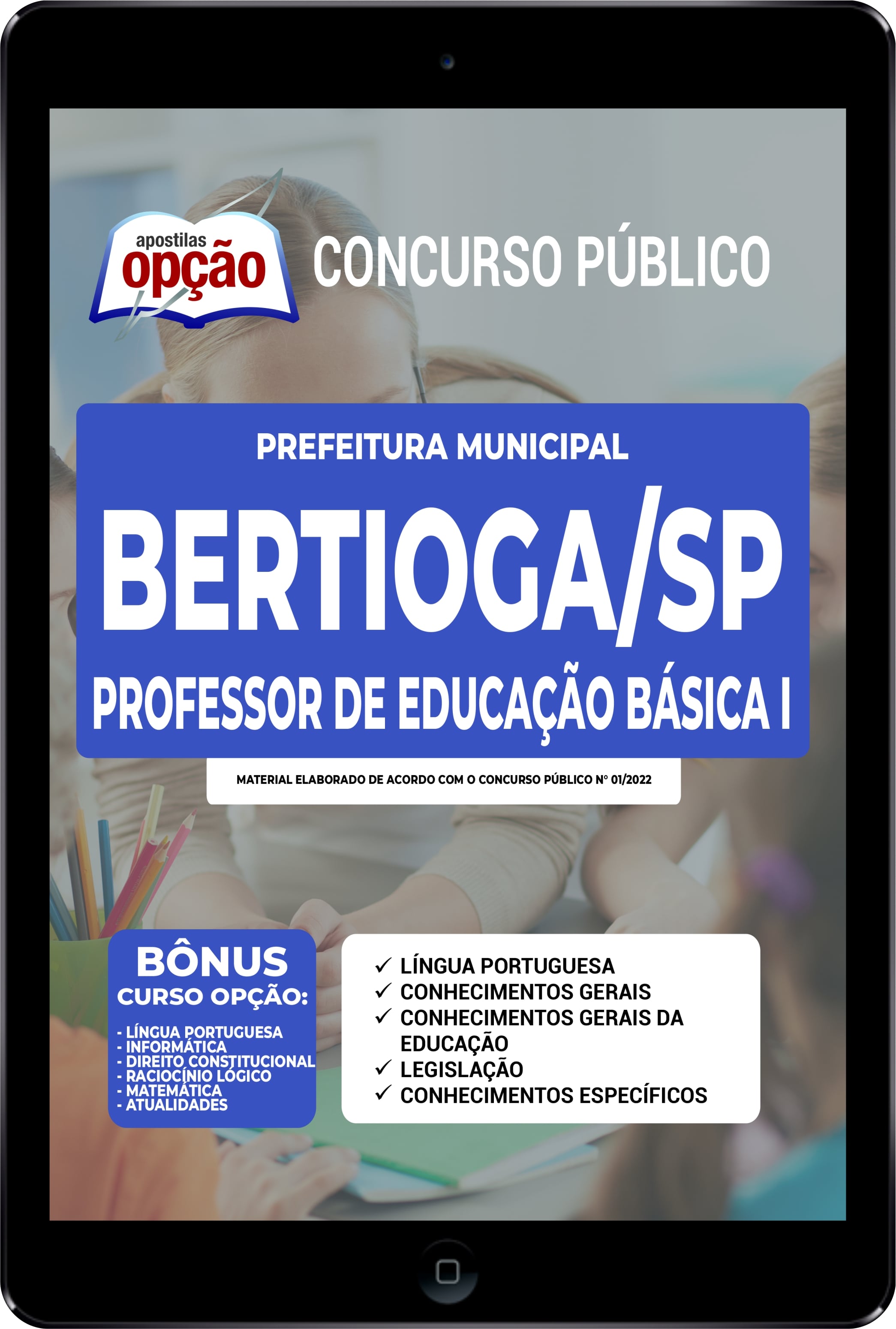 Apostila Prefeitura  de Bertioga SP PDF Professor de Educação Básica I 2022