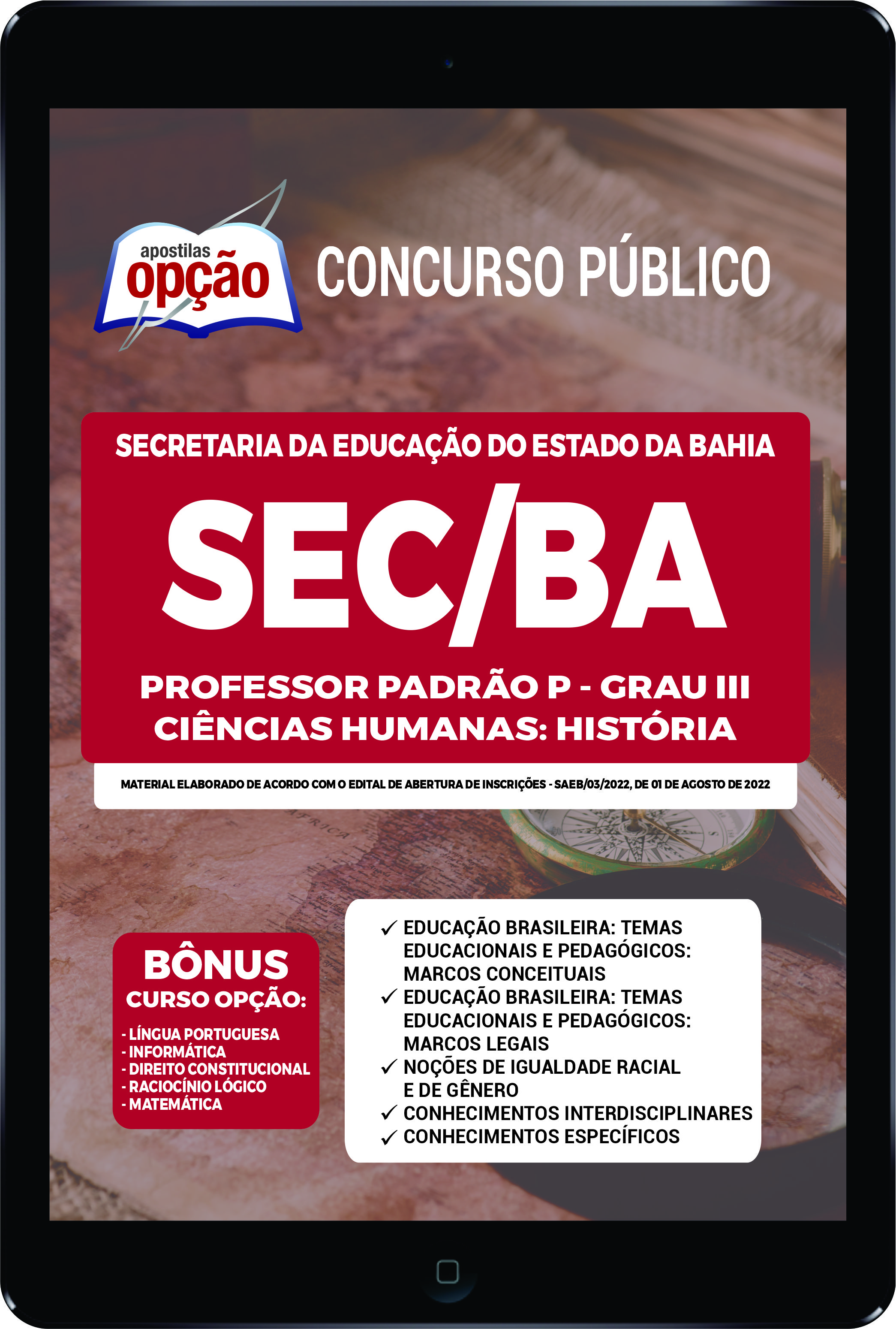 Apostila SEC-BA PDF - Professor Padrão P História 2022