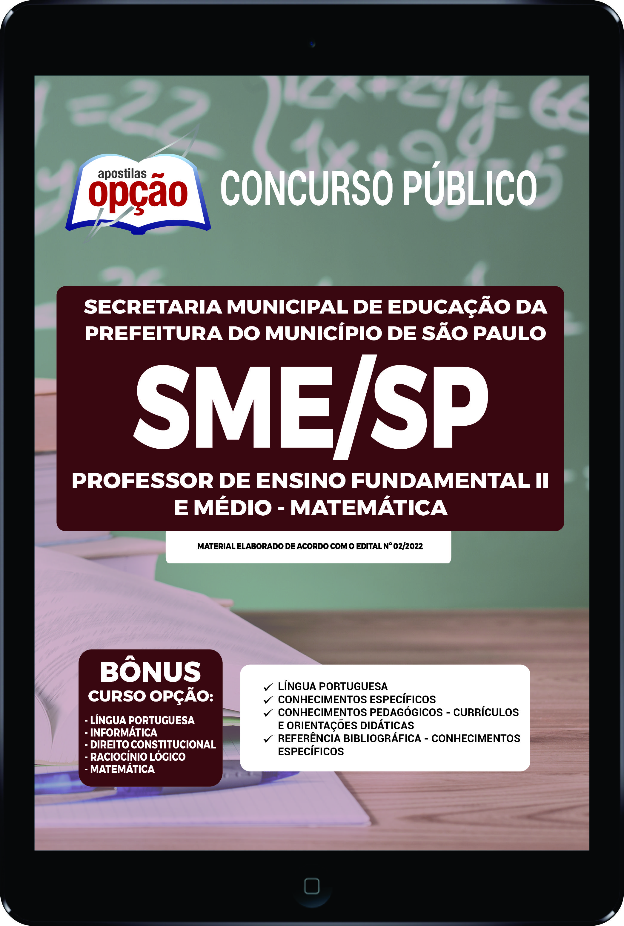 Apostila SME-SP PDF Professor Ensino Fund II e Médio - Matemática 2022