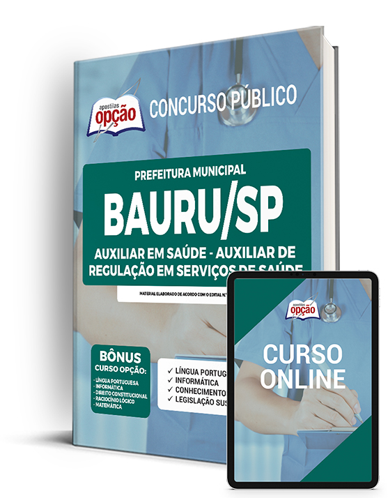 Apostila Prefeitura  Bauru SP 2022 Auxiliar em Saúde - Auxiliar de Regulação