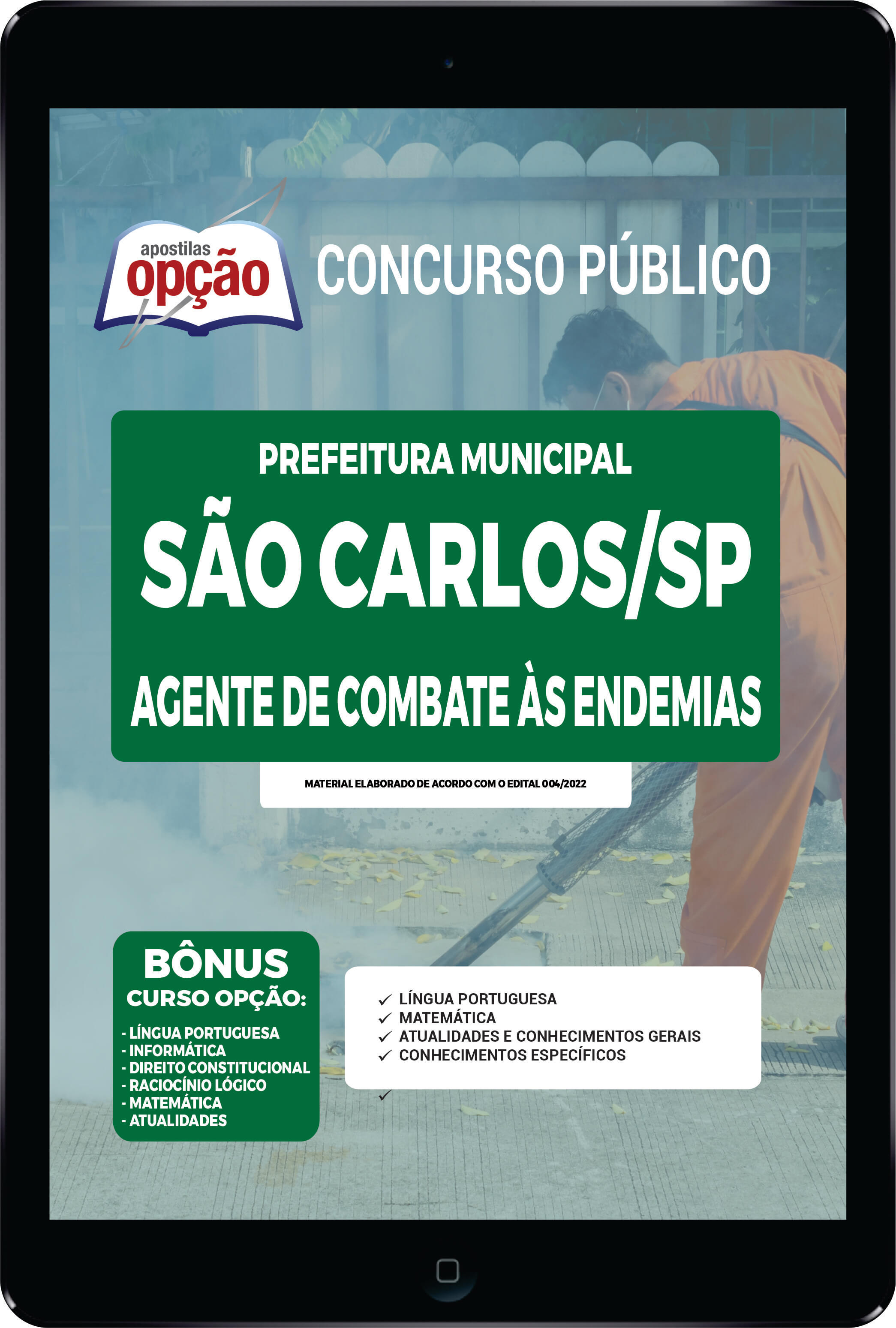 Apostila Prefeitura  de São Carlos SP PDF 2022 Agente de Combate às Endemias