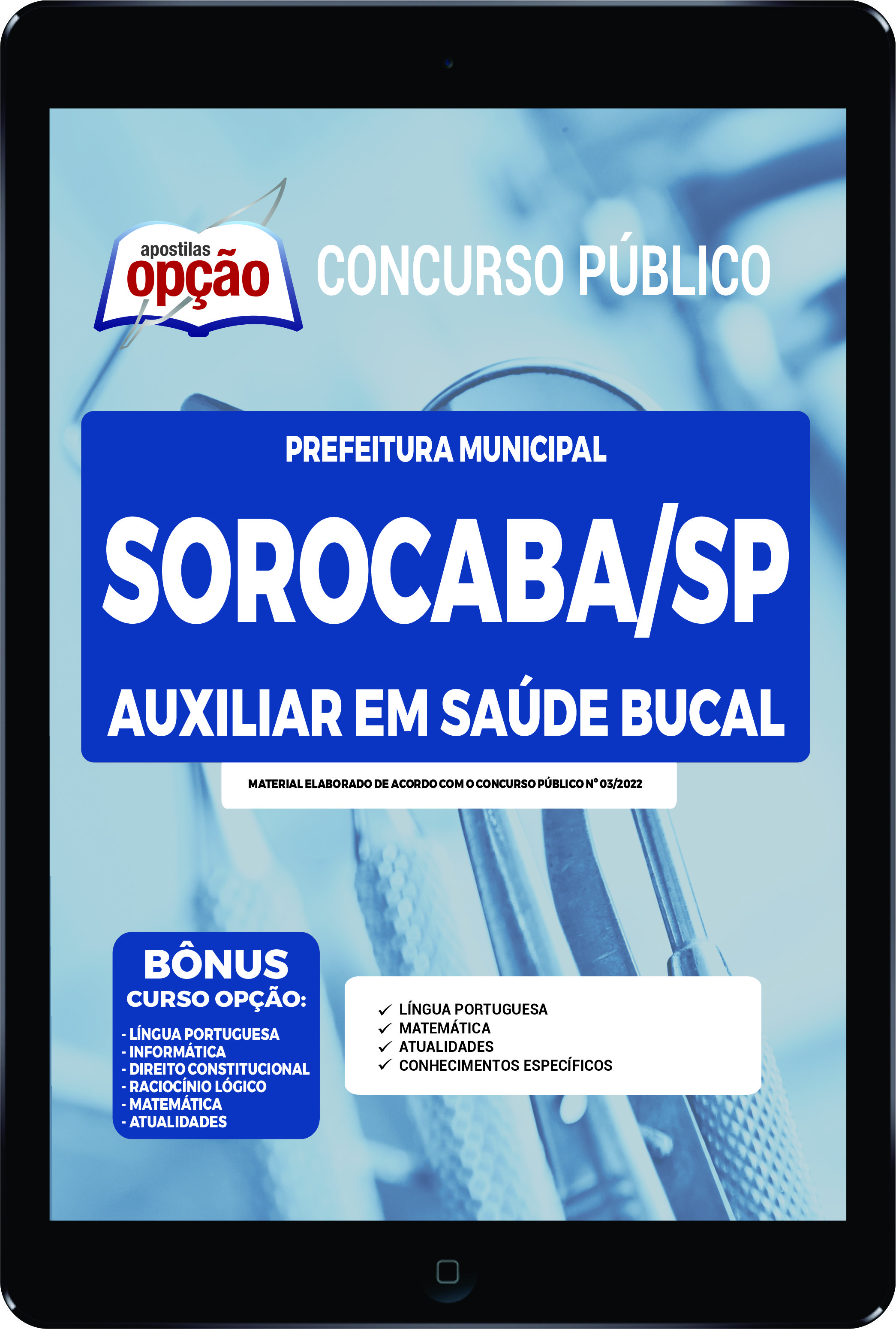 Apostila Prefeitura de Sorocaba SP PDF - Auxiliar em Saúde Bucal 2022