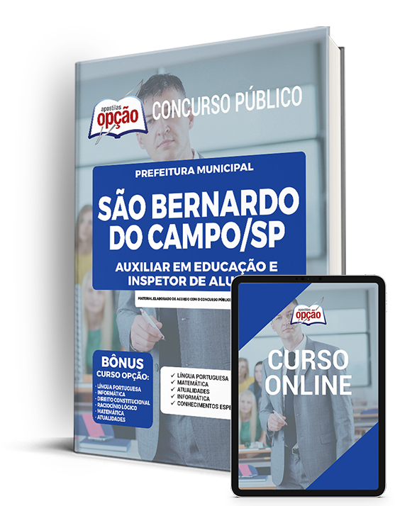 Apostila Prefeitura  São Bernardo do Campo SP 2022 Aux Educação e Inspetor