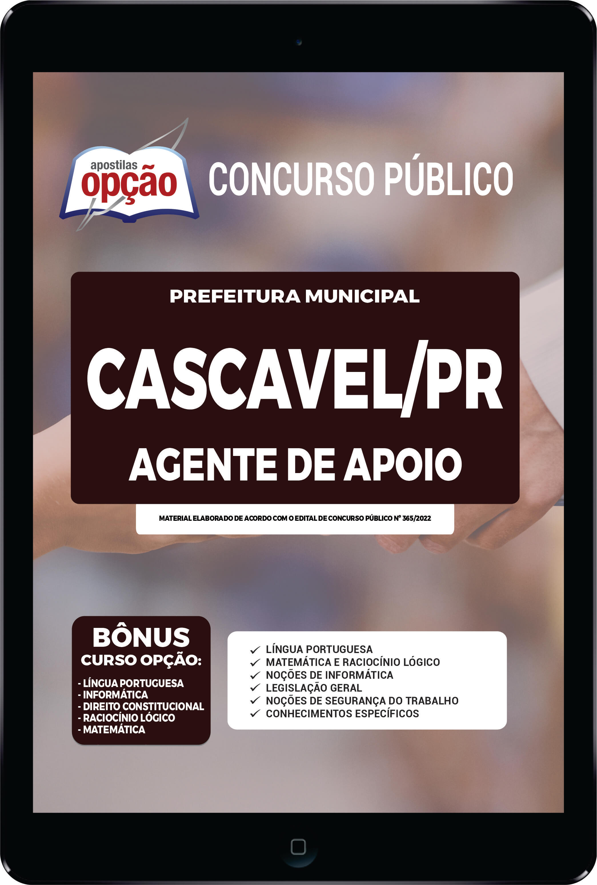 Apostila Prefeitura de Cascavel - PR PDF - Agente de Apoio 2022