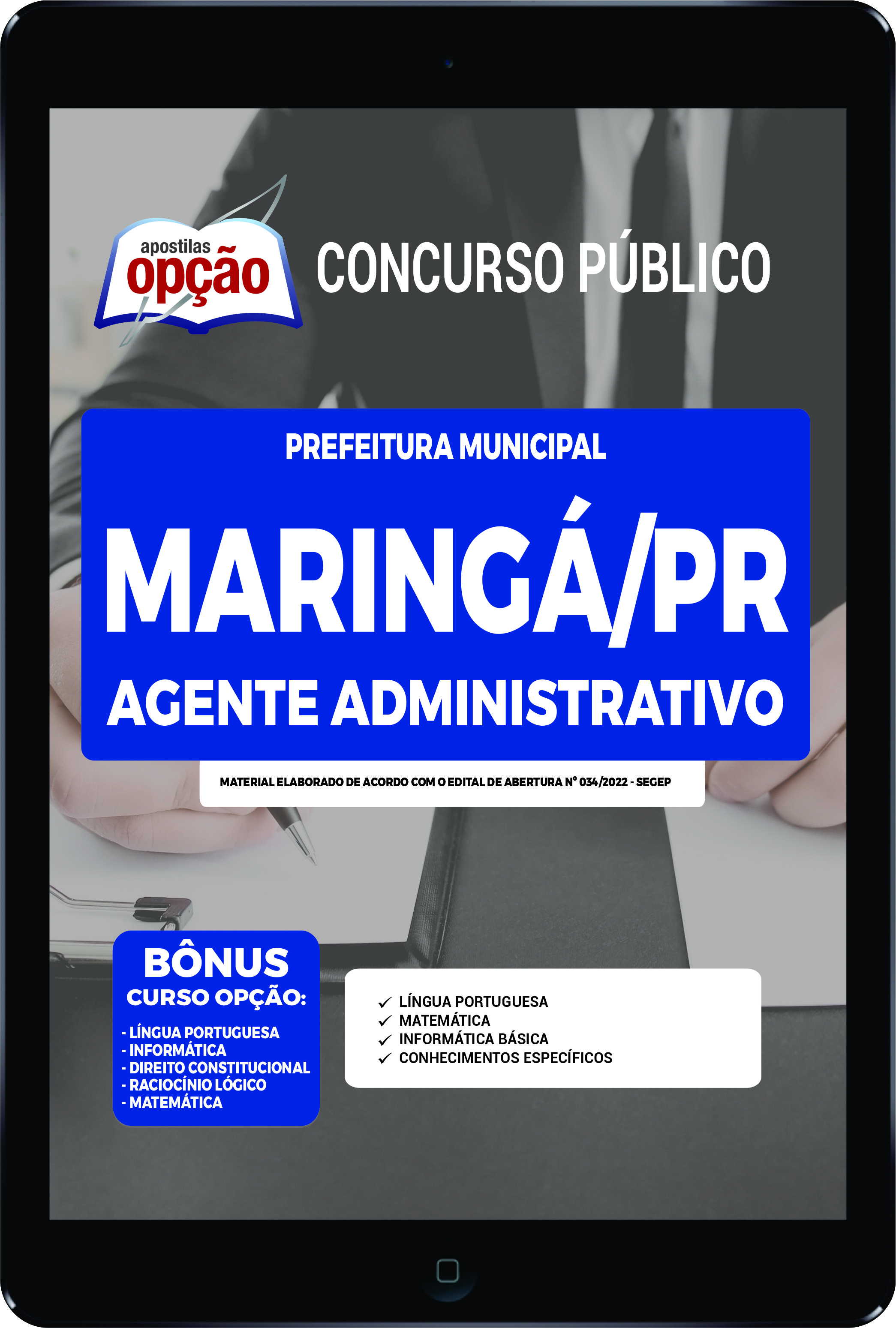 Apostila Prefeitura de Maringá - PR PDF - Agente Administrativo 2022