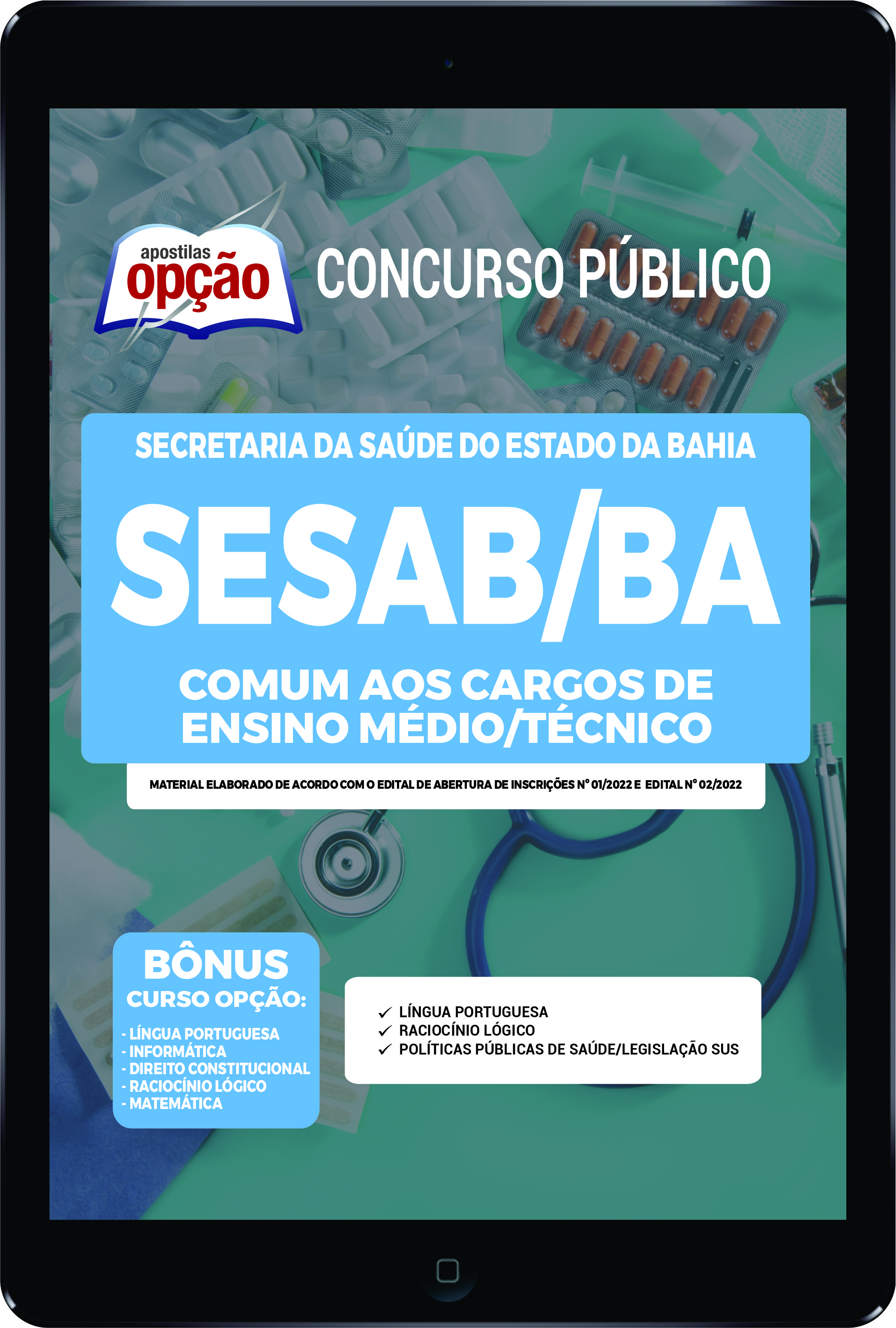 Apostila SESAB-BA PDF - Comum aos Cargos de Ensino Médio/Técnico 2022