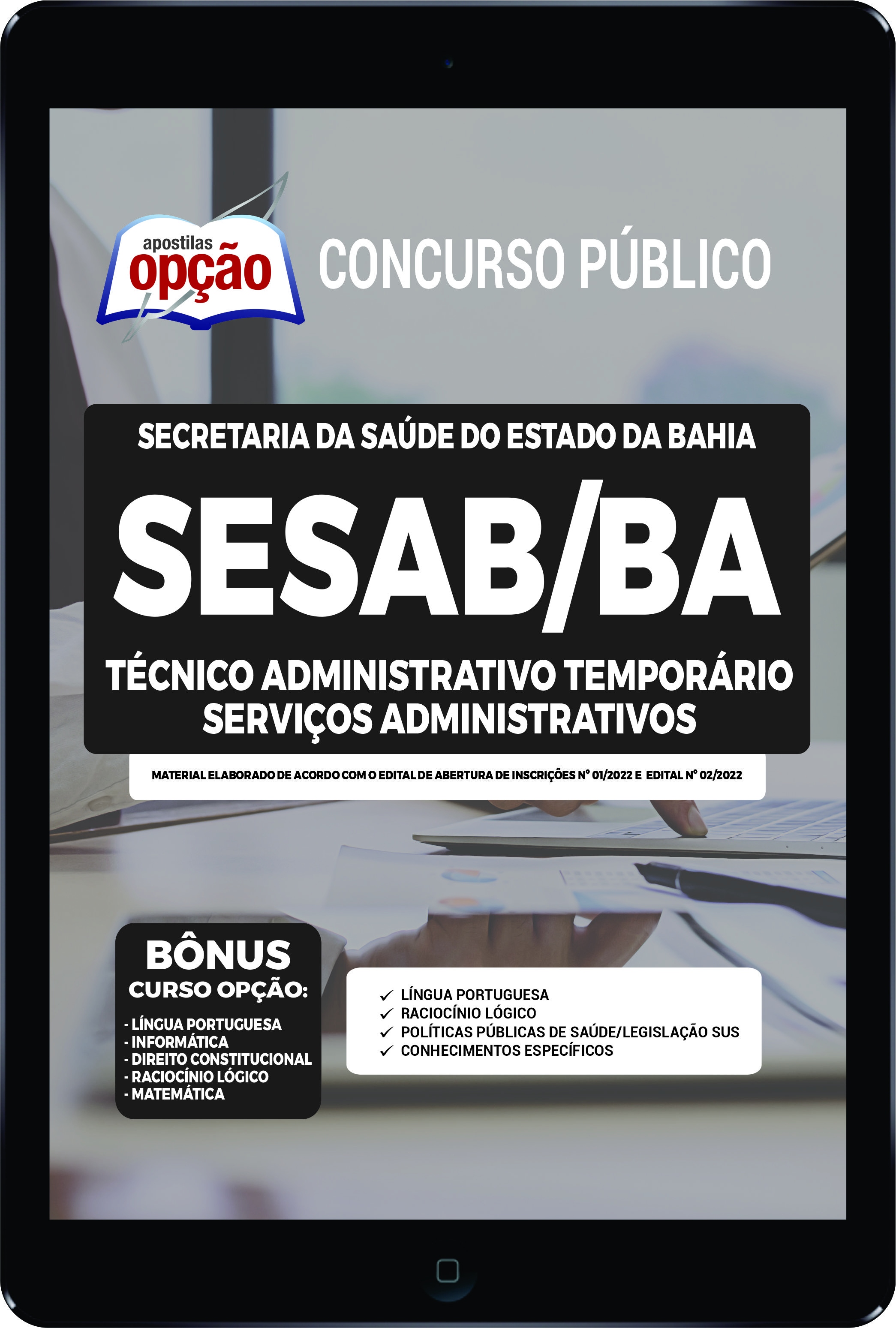 Apostila SESAB-BA PDF - Técnico Adm Temporário - Serviços Adm 2022