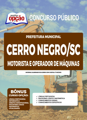 Apostila Prefeitura de Cerro Negro - SC - Motorista e Operador de Máquinas