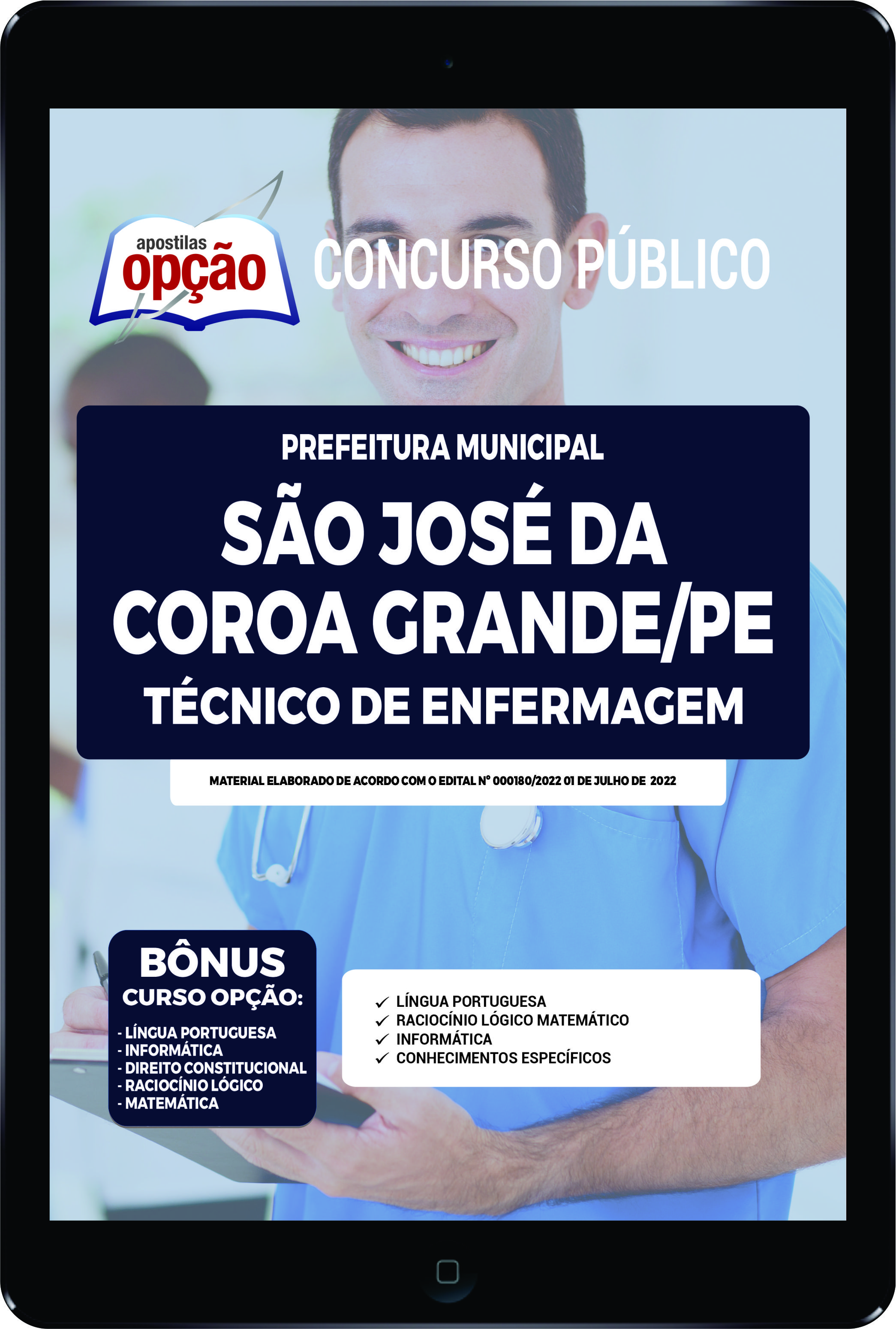 Apostila Prefeitura  São José da Coroa Grande PE PDF Técnico Enfermagem 2022