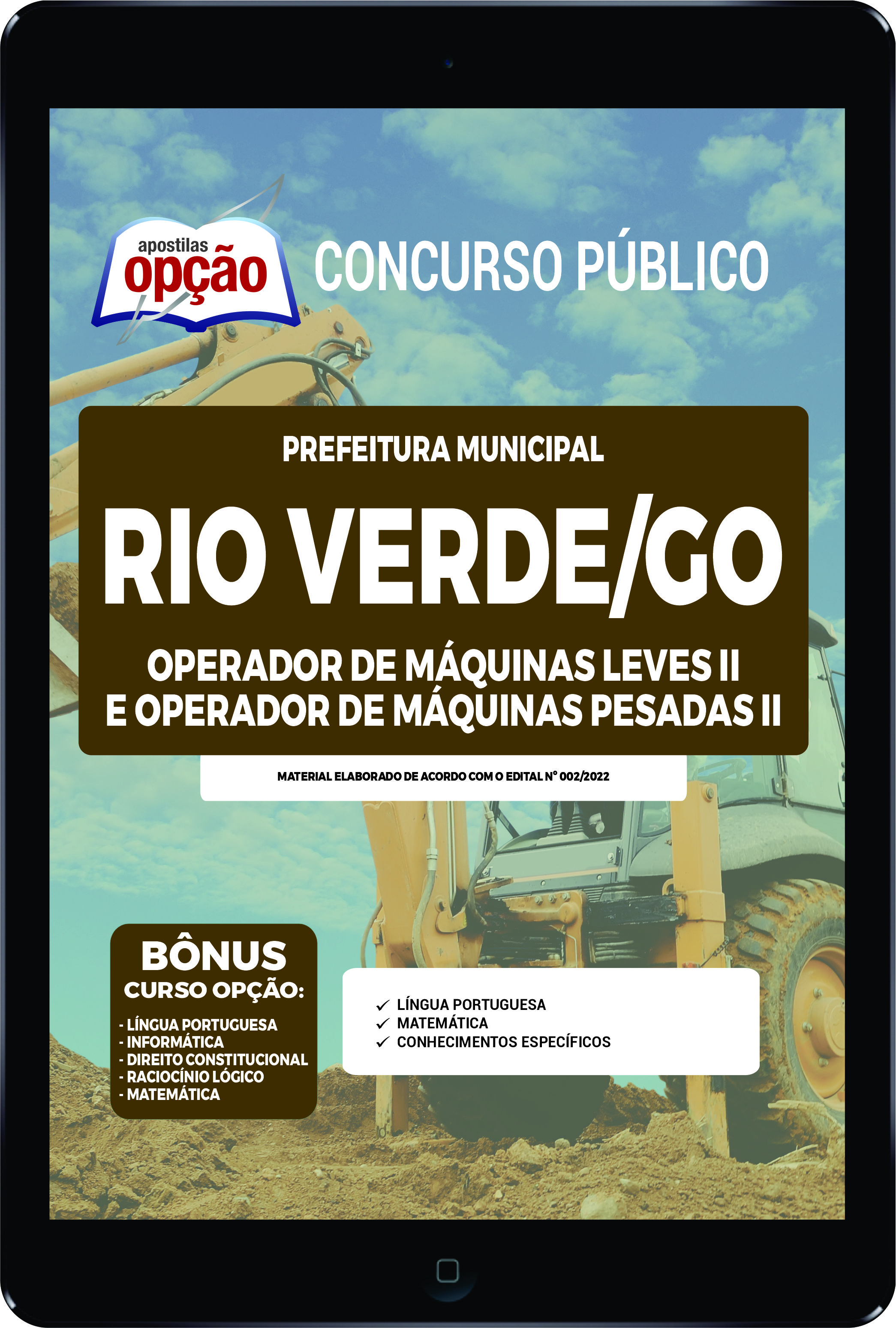 Apostila Prefeitura  Rio Verde - GO PDF - Operador I e II 2023