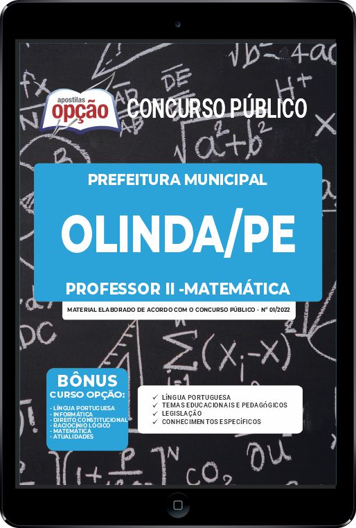 Apostila Prefeitura  Olinda PDF - Professor II - Matemática 2023