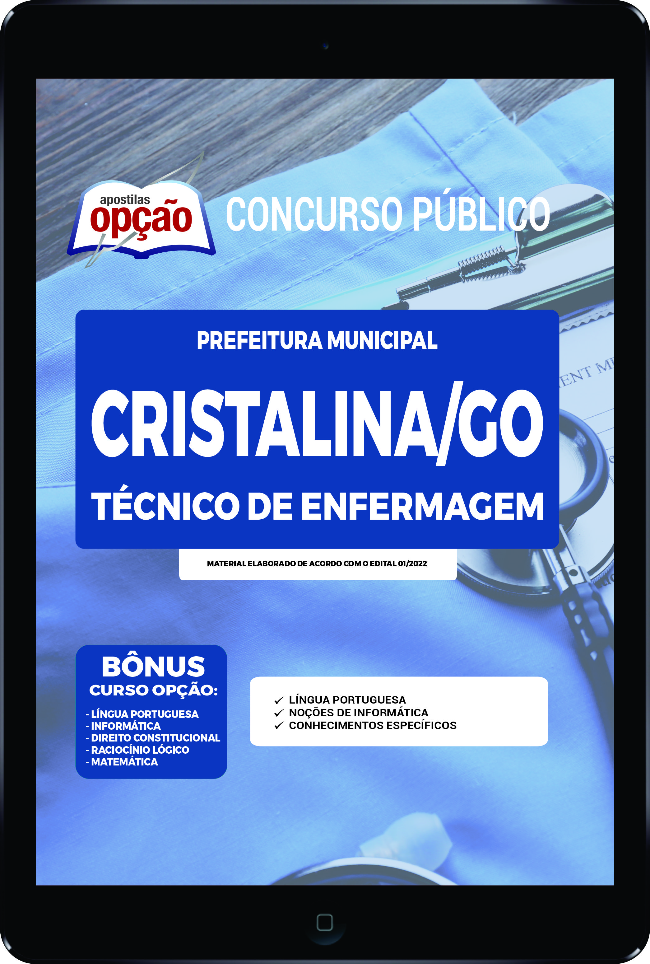 Apostila Prefeitura  de Cristalina - GO - PDF Tec Enfermagem 2023