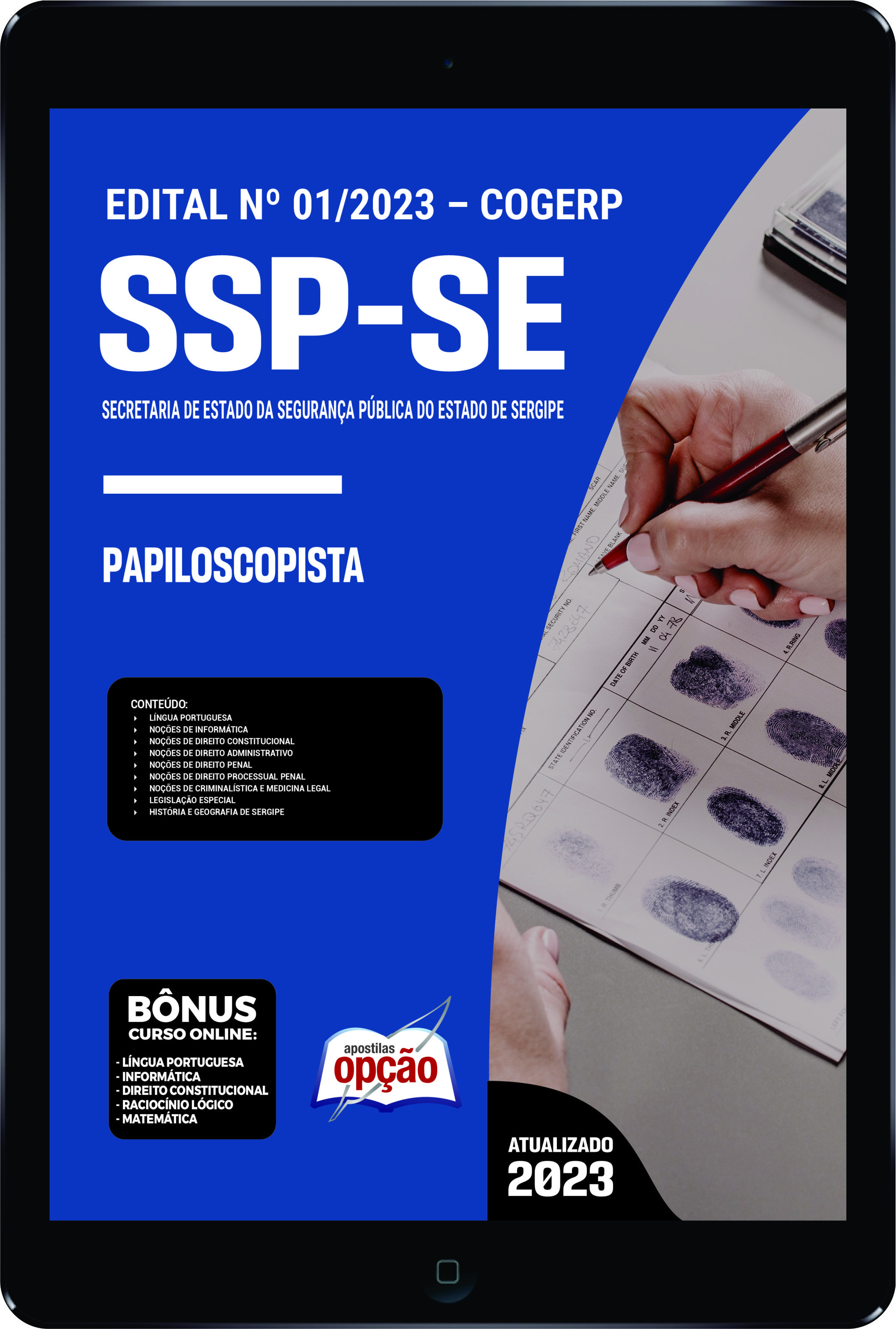 Apostila SSP-SE em PDF Papiloscopista 2023