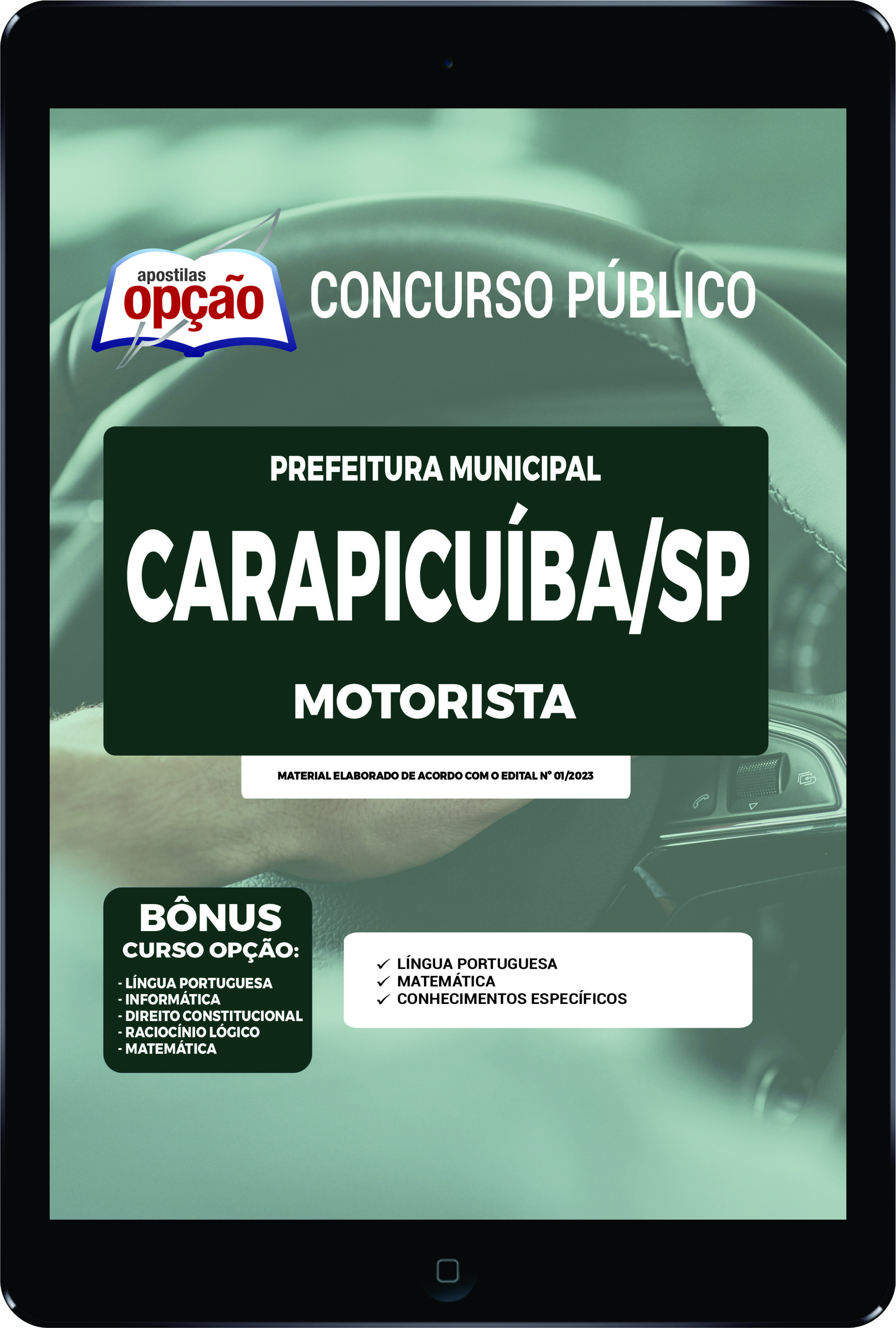 Apostila Prefeitura  de Carapicuíba - SP em PDF Motorista 2023