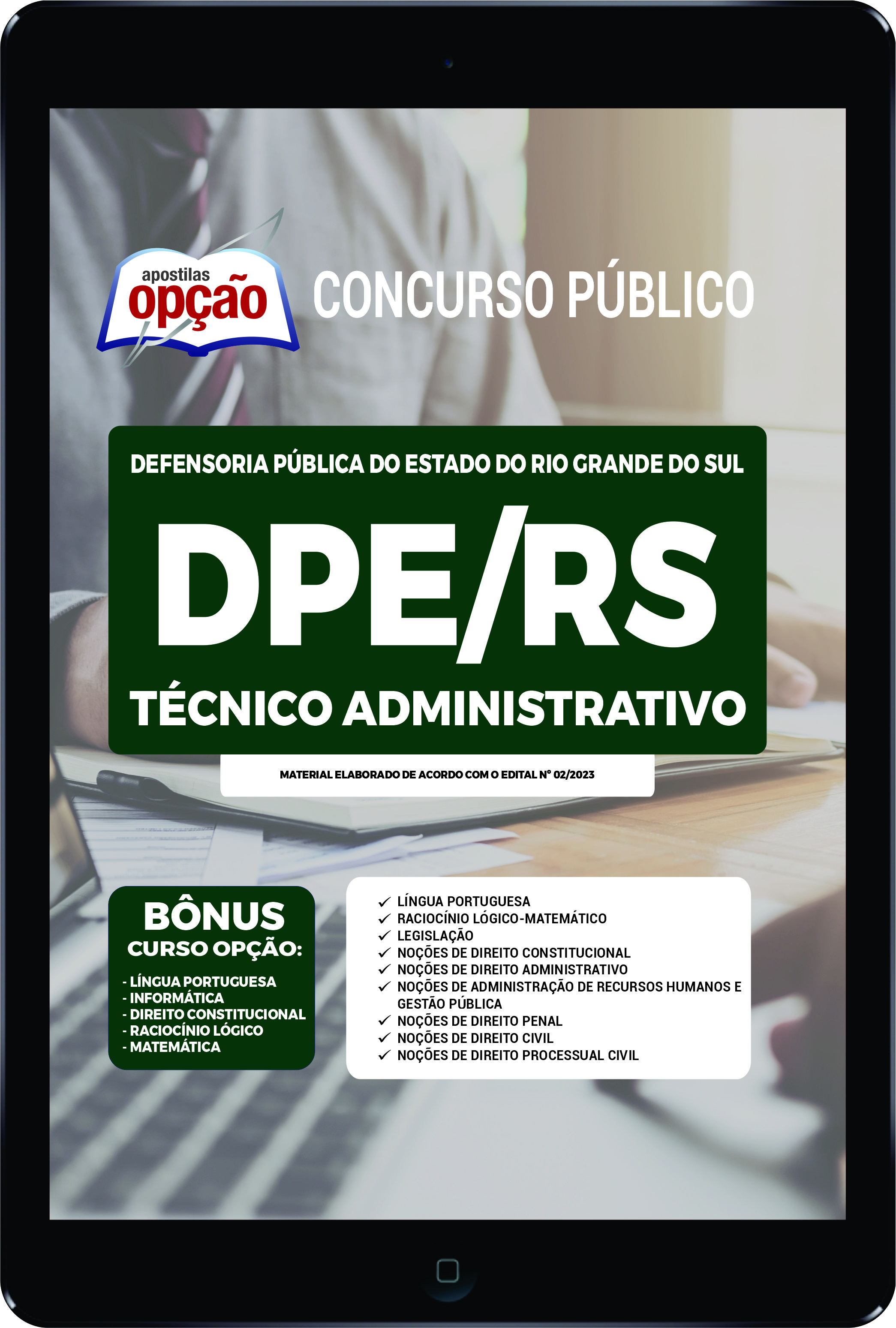 Apostila DPE-RS em PDF - Técnico Administrativa 2023