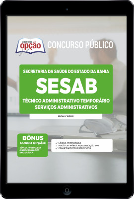 Apostila SESAB-BA em PDF - Técnico Administrativo Temporário - Serviços Administrativos