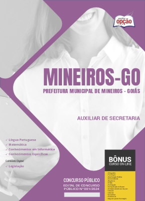 Apostila Prefeitura de Mineiros - GO em PDF - Auxiliar de Secretaria 2024